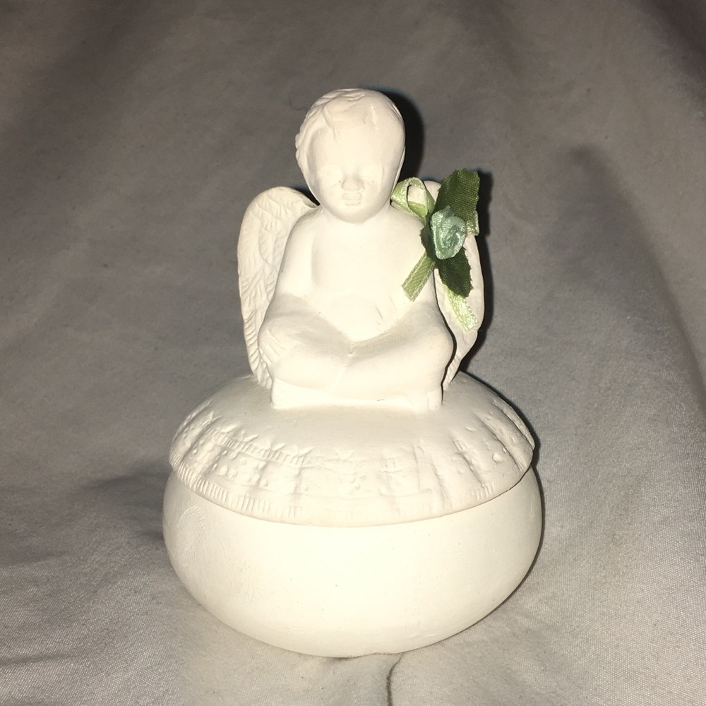 Magic Creations Angel Porcelain Clay Trinket Box
